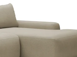 Sofá de canto direito convertível em tecido texturizado taupe DAVISO