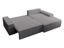 Sofá de canto direito convertível em veludo canelado grosso antracite AMELIA