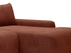 Sofá de canto direito convertível tecido texturizado terracota DAVISO
