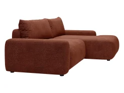 Sofá de canto direito convertível tecido texturizado terracota DAVISO