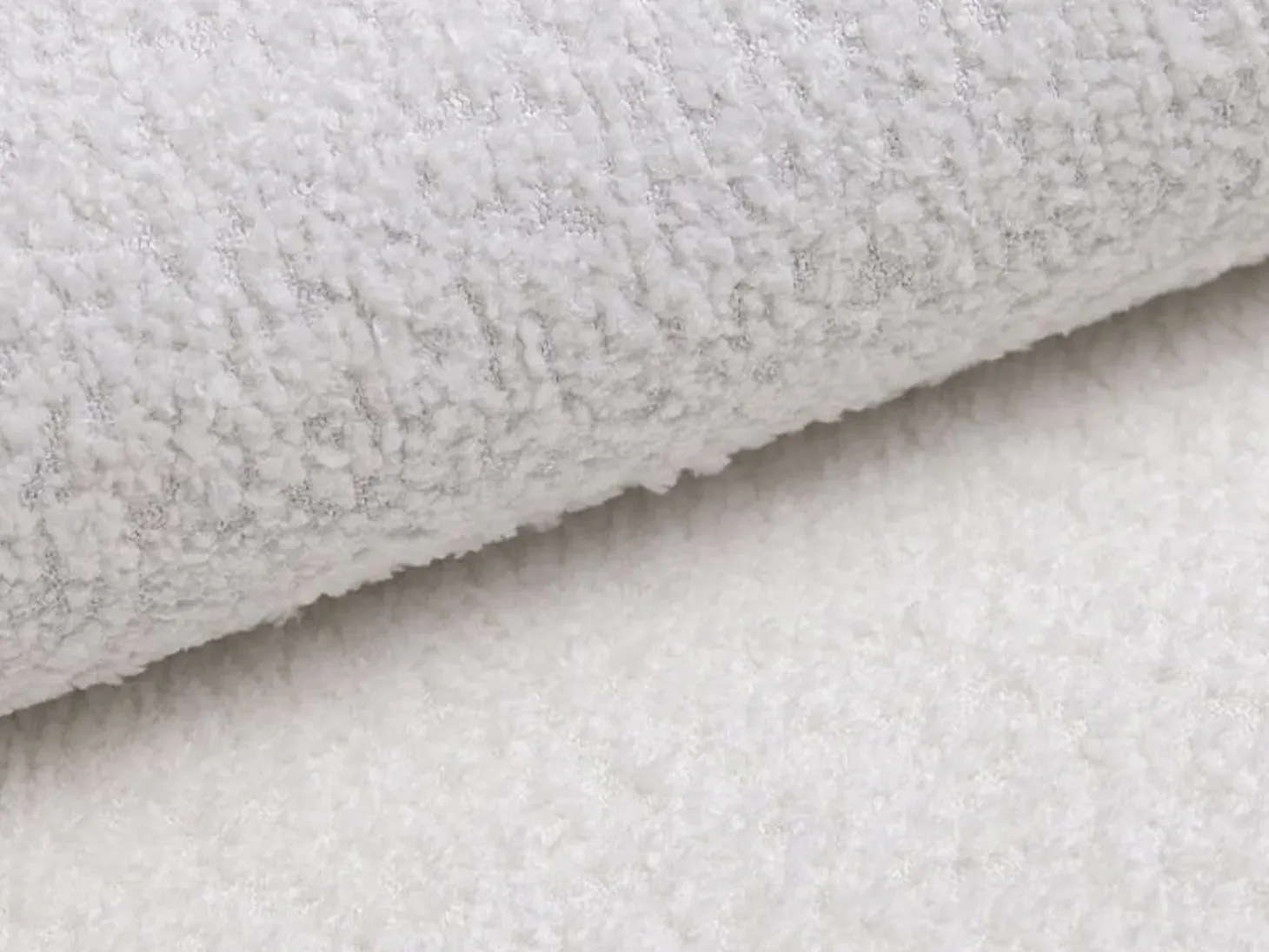 Sofá de canto direito convertível em tecido bouclé branco JOLESA