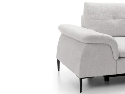 Sofá de canto direito convertível em tecido bouclé branco JOLESA