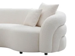 Sofá de canto direito em tecido bouclette branco LAPIOTA da Maison Céphy
