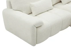Sofá de canto direito em tecido chenille branco-pérola ANELKO
