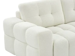 Sofá de canto direito em tecido bouclé branco SOPELANA