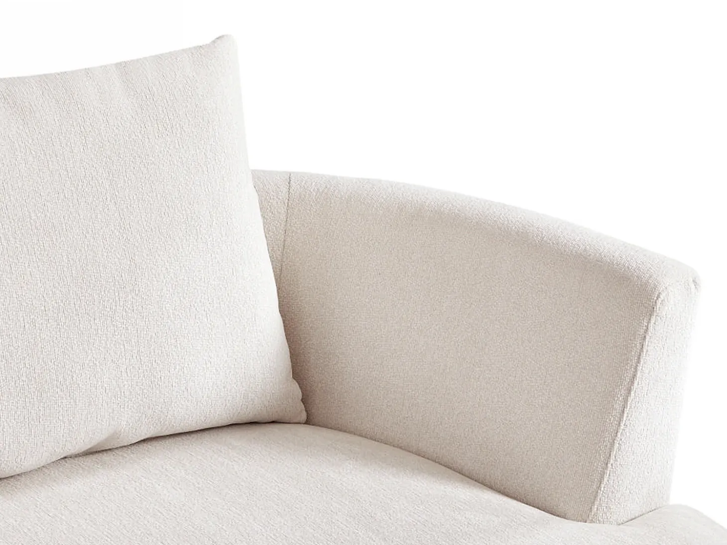 Sofá de canto direito em veludo texturizado cor bege LOUSADO
