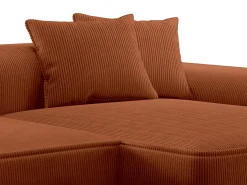 Sofá de canto direito em veludo canelado terracotta ERYNEL