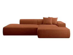 Sofá de canto direito em veludo canelado terracotta ERYNEL