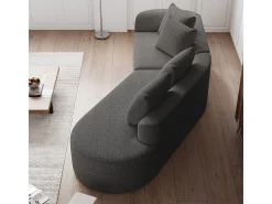 Sofá de Canto Direito Moderno Superdimensionado 4 Lugares, com 4 Almofadas, Chaise Longue Curva, Tecido Chenille, Cinza Antracito