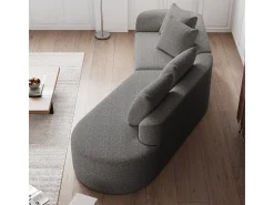 Sofá de Canto Direito Moderno Superdimensionado 4 Lugares, com 4 Almofadas, Chaise Longue Curva, Tecido Chenille, Cinza Claro