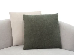 Sofá de canto direito modular com mesinha em tecido cinza-claro RANASO