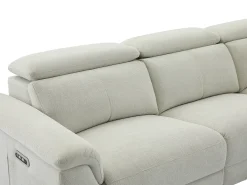 Sofá de canto direito relax elétrico em tecido beige MAKORO