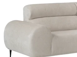 Sofá de canto direito tecido chenille cor bege 5 lugares MALIADA