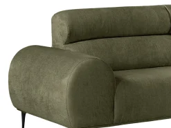 Sofá de canto direito tecido chenille cor verde caqui 5 lugares MALIADA