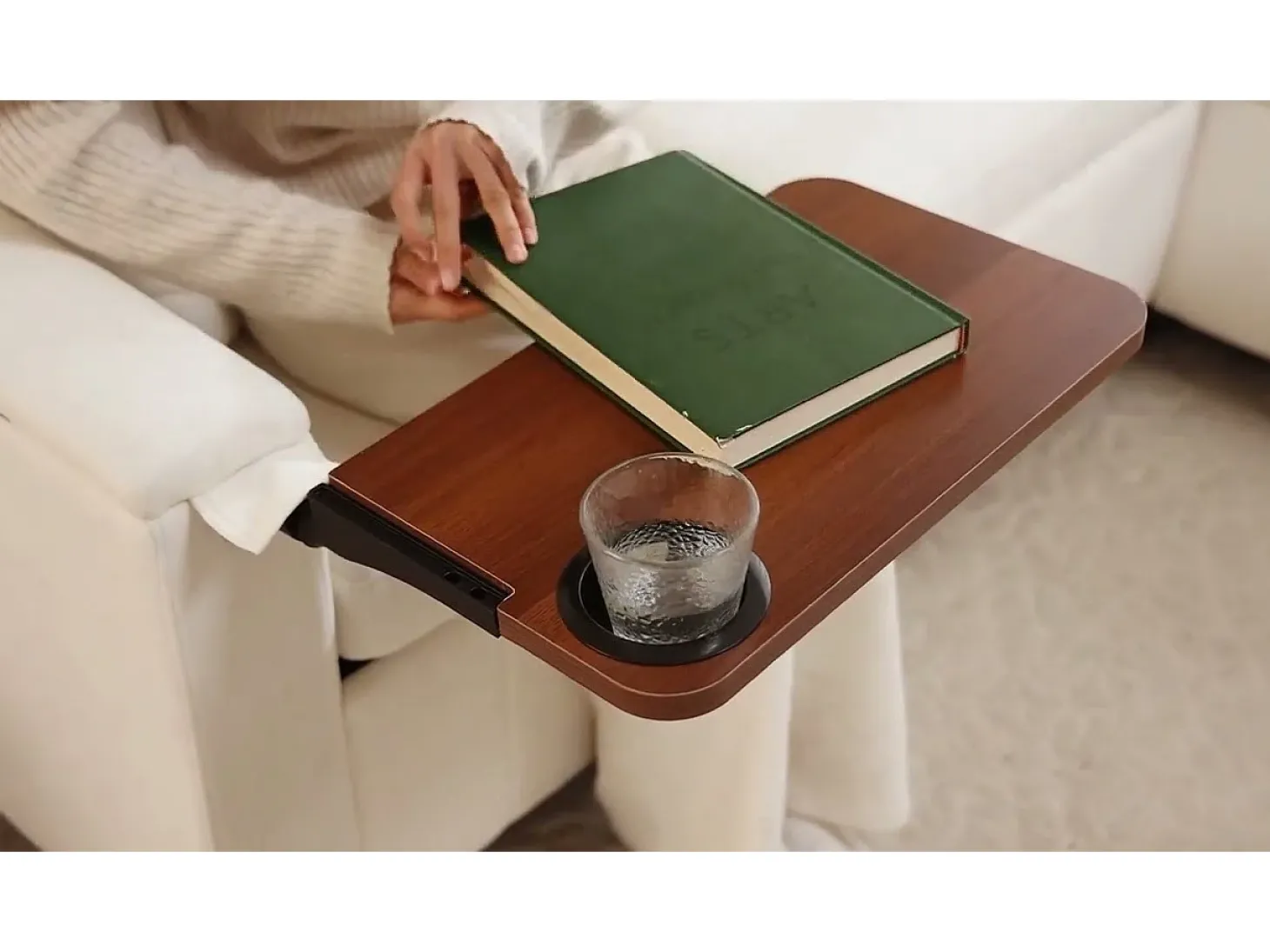 Sofá de canto em chenille - con função de dormir - con USB, Type-C e lâmpada de leitura - encosto dobrável con dois porta-copos - con banco - Cinza
