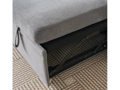 Sofá de canto em forma de U com 3 lugares e espaço para arrumação - Sofá-cama em tecido chenille - Cinza