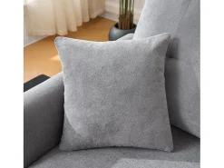 Sofá de canto em forma de U com 3 lugares e espaço para arrumação - Sofá-cama em tecido chenille - Cinza