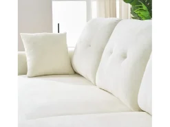 Sofá de canto em forma de U com 3 lugares e espaço para arrumação - Sofá-cama em tecido chenille - Bege