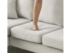 Sofá de canto em L com chaise longue – sofá de três lugares, 166 x 118 x 77 cm, tecido respirável de mistura de algodão e linho