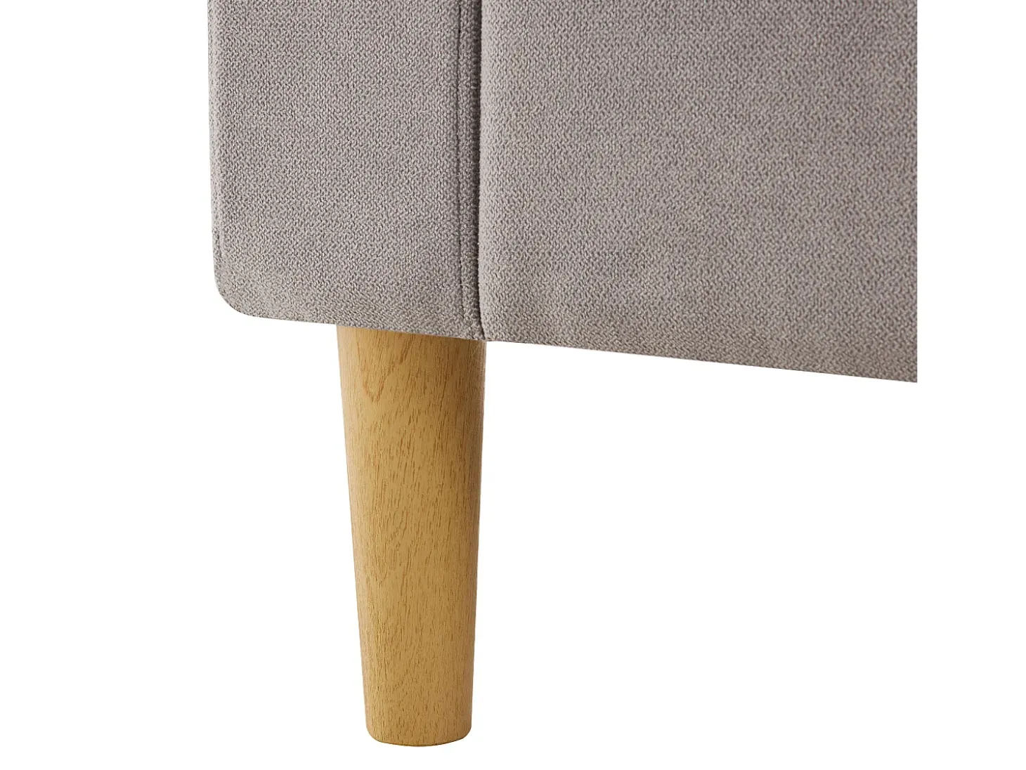 Sofá de canto em L de 3 lugares com 2 almofadas, suporte para copos e arrumação, tecido de algodão e linho cinza claro
