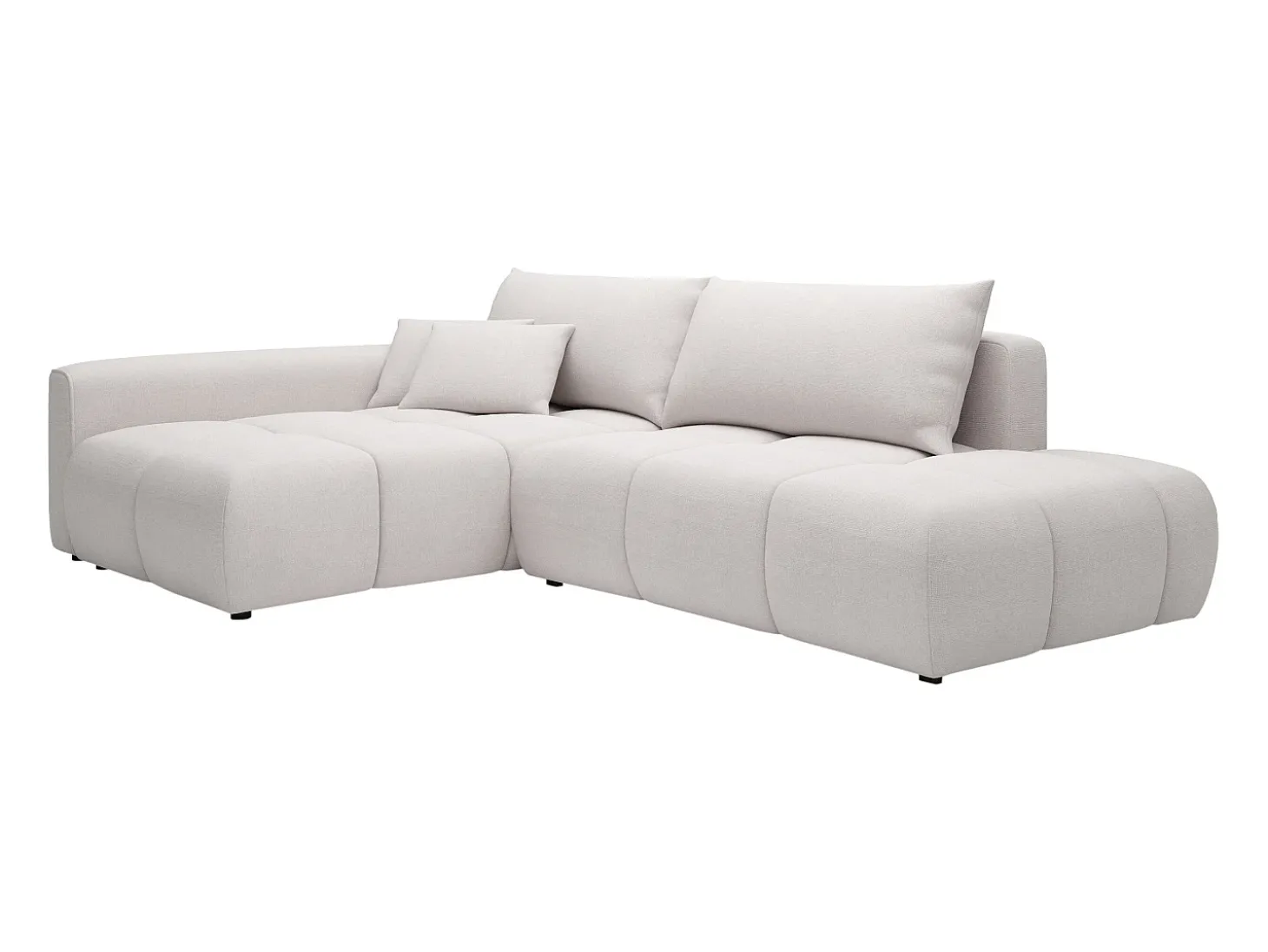 Sofá de canto esquerdo aberto convertível em tecido texturizado bege MINTURNO