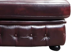 Sofá de canto esquerdo chesterfield 100% pele cereja BRENTON