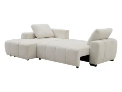 Sofá de canto esquerdo convertível em tecido chenille bege KOUMALO