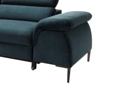 Sofá de canto esquerdo convertível em veludo azul-escuro design SEPINA de Pascal Morabito