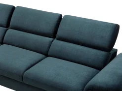 Sofá de canto esquerdo convertível em veludo azul-escuro design SEPINA de Pascal Morabito