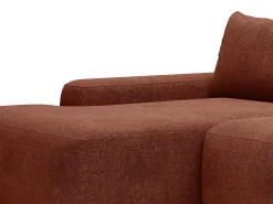 Sofá de canto esquerdo convertível tecido texturizado terracota DAVISO