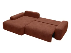 Sofá de canto esquerdo convertível tecido texturizado terracota DAVISO