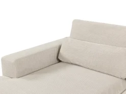 Sofá de canto esquerdo conversível em veludo cotelê beige SELIORA