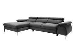 Sofá de canto esquerdo convertível em veludo antracite design SEPINA de Pascal Morabito