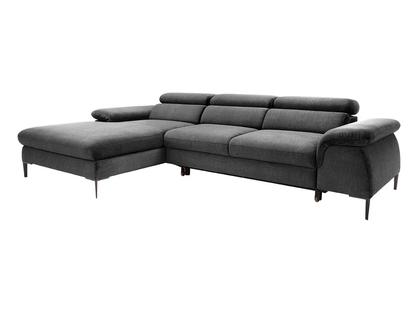 Sofá de canto esquerdo convertível em veludo antracite design SEPINA de Pascal Morabito