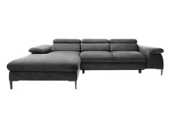 Sofá de canto esquerdo convertível em veludo antracite design SEPINA de Pascal Morabito