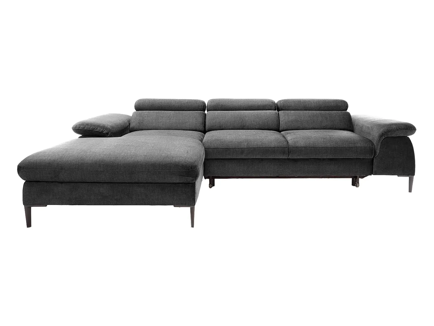 Sofá de canto esquerdo convertível em veludo antracite design SEPINA de Pascal Morabito