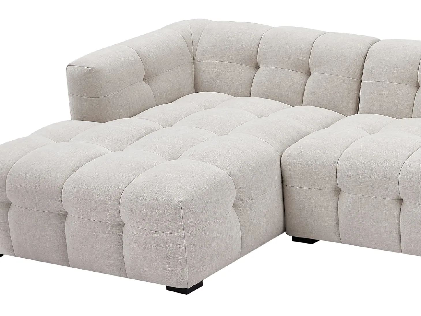Sofá de canto esquerdo e pufe tecido bege matizado DILOME de Pascal Morabito