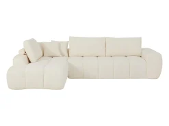 Sofá de canto esquerdo em tecido texturizado bege LAVEZO