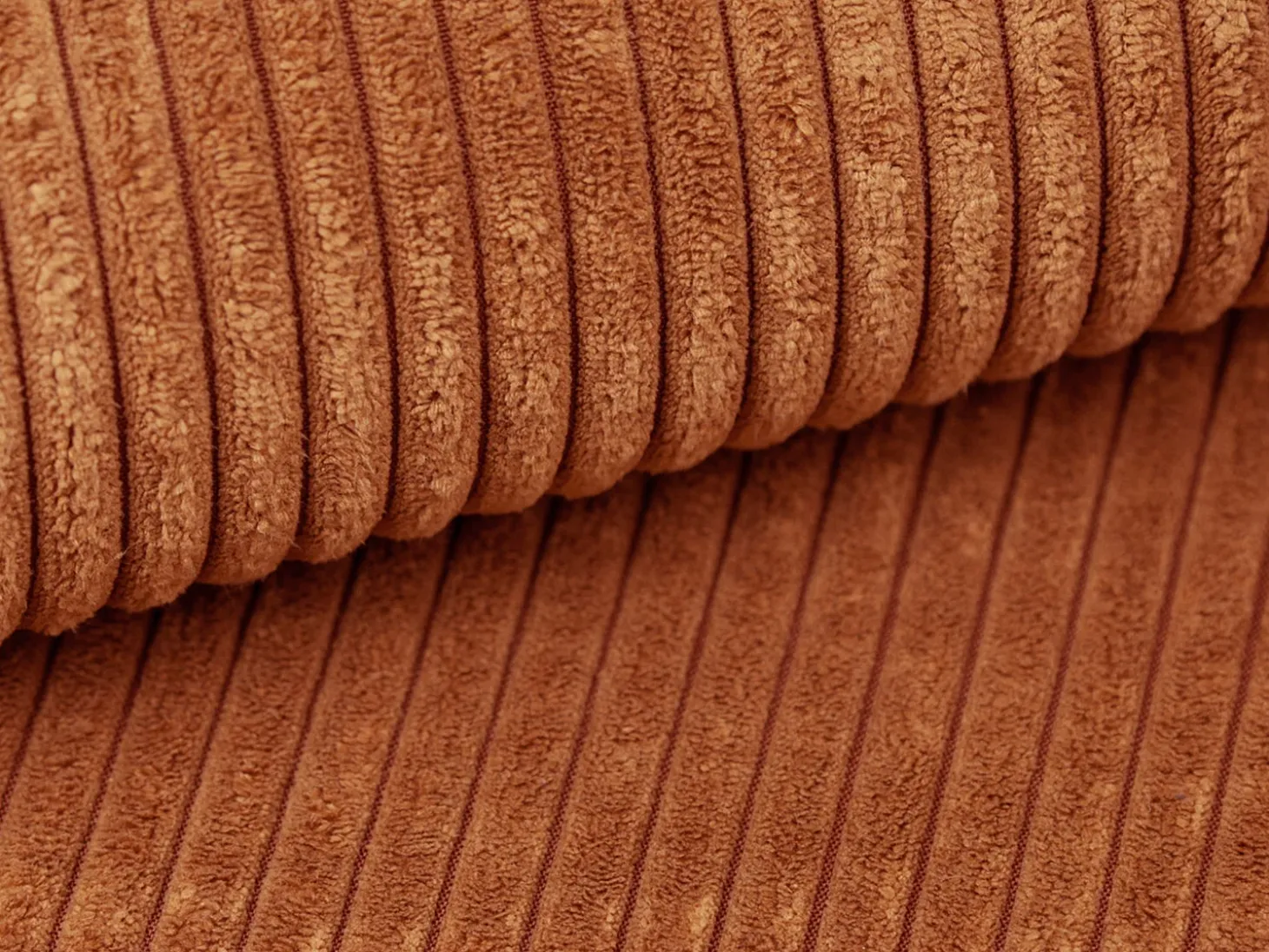 Sofá de canto esquerdo em veludo canelado cor terracota ERYNEL