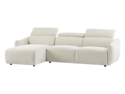 Sofá de canto esquerdo em tecido chenille bege TAZIZA