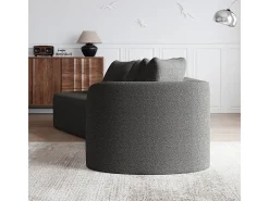 Sofá de Canto Esquerdo Moderno Superdimensionado 4 Lugares, com 4 Almofadas, Chaise Longue Curva, Tecido Chenille, Cinza Antracito