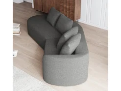 Sofá de Canto Esquerdo Moderno Superdimensionado 4 Lugares, com 4 Almofadas, Chaise Longue Curva, Tecido Chenille, Cinza Antracito
