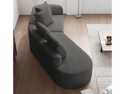 Sofá de Canto Esquerdo Moderno Superdimensionado 4 Lugares, com 4 Almofadas, Chaise Longue Curva, Tecido Chenille, Cinza Antracito