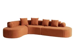 Sofá de canto esquerdo modular em Chenille - 5 Lugares - 4 travesseiros - Laranja - 327x215x65cm