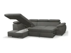 Sofá de canto esquerdo modular em tecido cinzento escuro FABIEN