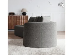 Sofá de Canto Esquerdo Moderno Superdimensionado 4 Lugares, com 4 Almofadas, Chaise Longue Curva, Tecido Chenille, Cinza Claro