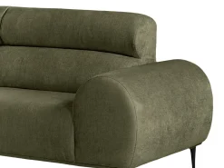 Sofá de canto esquerdo tecido chenille cor verde caqui 5 lugares MALIADA