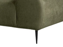 Sofá de canto esquerdo tecido chenille cor verde caqui 5 lugares MALIADA