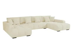 Sofá de canto grande tecido bege efeito acolchoado estilo design BERENIA