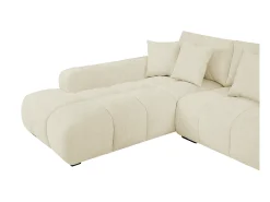 Sofá de canto grande tecido bege efeito acolchoado estilo design BERENIA